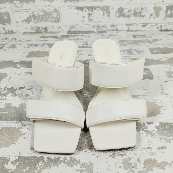 Open Edit Edquincy White Slip On Summer Heeled Sandals O353 - Picture 3 of 13